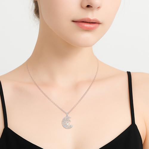 Opal Tree of life Necklace for Women Sterling Silver Moon Tree of life Pendant Moon Heart Opal Necklace Jewelry Christmas Gifts3