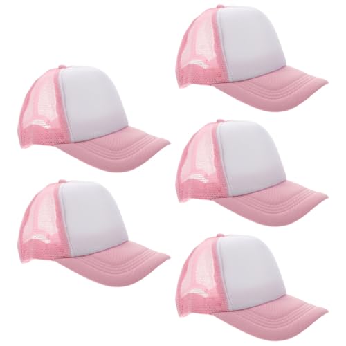 Casquettes de baseball vierges en maille rose lot de 5 pour sublimation et transfert