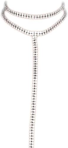 Joygulls Gargantilla larga de múltiples capas sexy de doble capa de cristal completo con diamantes de imitación collar colgante collares de