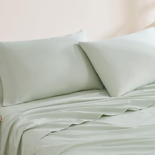 Image of Linen Closet Luxury Cotton 144 Thread Count Organic Cotton Standard Pillowcases, Set of 2, Light Green