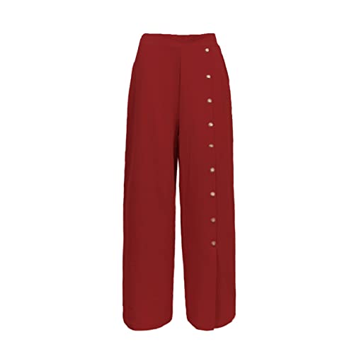 Warm Up Pants For Womens, Ladies Casual Button Up Active Sweatpants Snap Bottom Split Workout Pants Trousers Summer(Medium,Red) #TOP5
