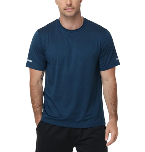 Tyhengta Sportbekleidung für Herren Laufshirt Herren Kurzarm Gym T Shirt Sport Tshirt Activewear Funktionsshirt Fitness Trainingsshirt Schnelltrocknend Atmungsaktive Bodybuilding Blau 2XL