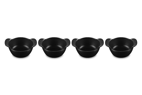 Le Creuset Enameled Cast Iron Gourmand Collection Set of 4 Mini Round Cocotte, .3 qt., Matte Black