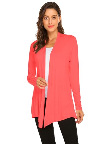 Image of Newchoice Womens Casual Lightweight Long Sleeve Cardigan Soft Drape Open Front Fall Dusters (S-3XL)