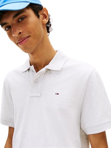 Tommy Jeans Herren Poloshirt Essential Regular Fit, Grau (Ice Grey Heather), XS – Ansicht 4