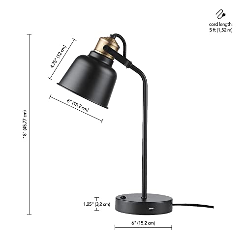 Globe Electric 30297 18 Inch Desk Lamp With 2.1 Usb Port, Matte Black thumb #9