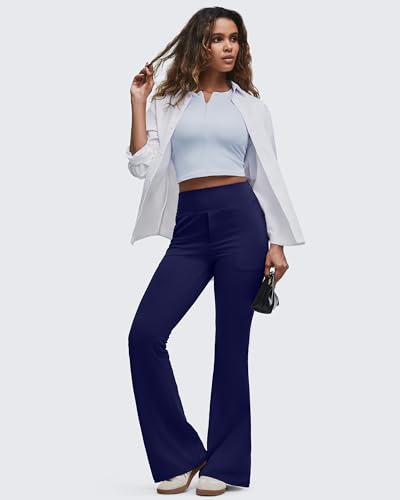 Image of G4Free BareFeel Flare Yoga Pants Women High Waisted Bootcut Leggings with Pockets Dress Work Pant Petite /Regular /Tall