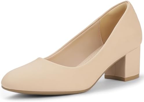 IDIFU IN2 Women's Pumps Closed Round Toe Low Block Chunky Heels S...
