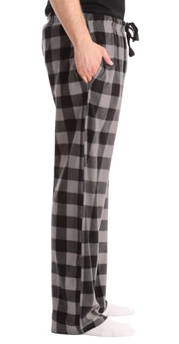 Image of #followme Men's Buffalo Plaid Pajama Pants - Micro Fleece Lounge PJs with 2 Pockets, Elastic Waist, Soft Sleep Pants S-XXXL