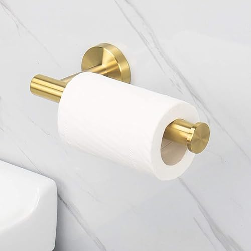 Image of Toilet Paper Roll Holder for Bathroom, Kitchen Tissue Roll Stand, 304 Grade Stainless Steel Wall Mount Hanger for Kitchen Accessories Items, Home and Bathroom Accessories, Brushed Gold