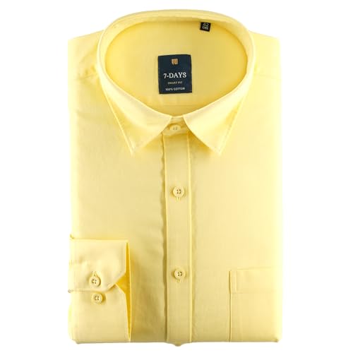 Image of 7-DAYS Men's 100% Cotton Full Sleeve Shirt for Men | Premium Plain Shirt | Tailored Fit (Between Slim & Regular) | Stylish Office & Casual Wear | with Pocket