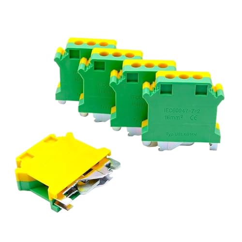 10Pcs USLKG 16 DIN Rail Terminal Block Grounding High Current 500V 101A Screw Connection Conductor