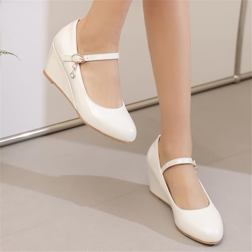 LYYSKY Spring and Autum Women Wedges High Heel Pumps Closed Toe Slip On Court Shoes Plus Size EU32-EU48/US2-US154