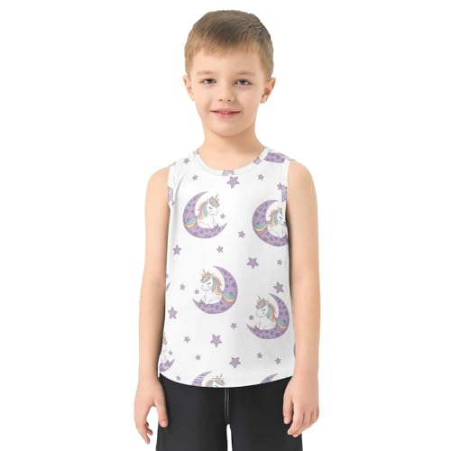 J JOYSAY Cartoon Unicorn Moon Star Boys Tank Top Sleeveless Muscle Shirts Quick Dry Workout Sport Active Kids T-Shirts 3-15T2