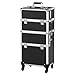 Yaheetech 3 in 1 Friseurkoffer Alu Kosmetikkoffer Trolley Beautycase Koffer Trolley mit Schlösser und Tragegurt, Schwarz