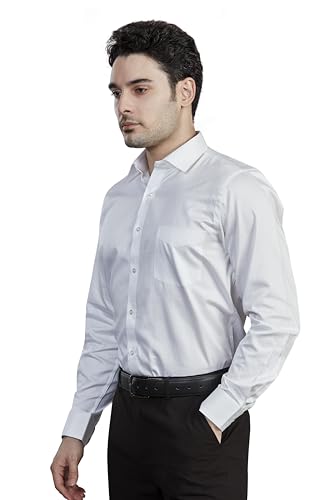 Image of Men's Solid Formal Shirt | Regular Fit |100% Pure Cotton Satin | Classic Collar | Full Sleave