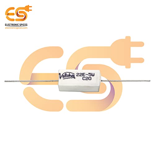 Image of Electronic Spices 22 Ohm (Ω) 5 Watt Ceramic Cement Power Resistor (Pack of 5pcs)