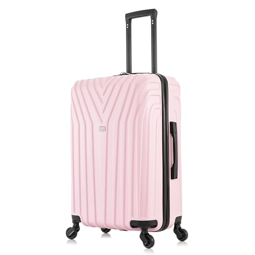 InUSA VASTY Luggage with Spinner Wheels | Durable Lightweight Hardside Suitcase Travel Bag with Handle and Trolley 24-Inch Medium Checked Luggage | Pink