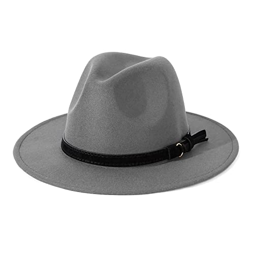 Image of Lisianthus Men & Women Vintage Wide Brim Fedora Hat | Classic Belt Buckle Decor, Adjustable Drawstring, Inner Breathable Sweatband, Timeless Style, Ideal for Travel & Daily