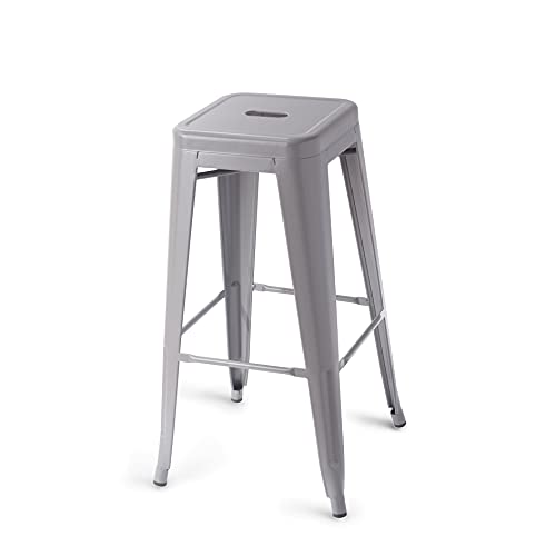 Image of Amazon Basics Metal Bar Stools, 30-Inch, Set of 4, Dark Grey