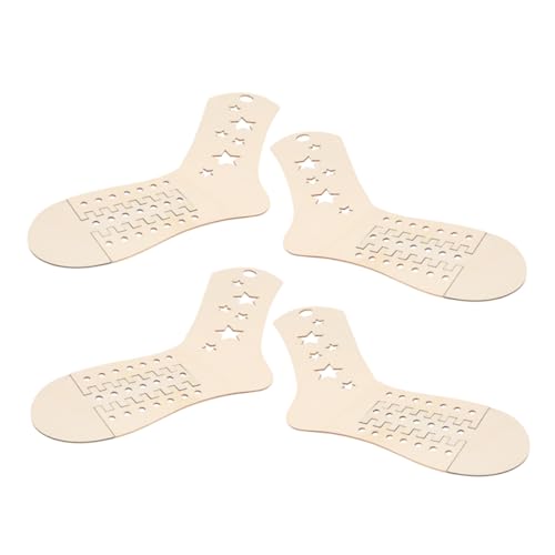 Housoutil 4pcs Wooden Sock Knitting Model Blocking Stand Handmade Sock Display Kit