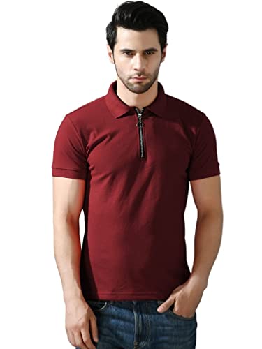Image of Leriya Fashion T Shirt for Men | Polo T-Shirt for Man | Men's Half Zip Polo T-Shirt | Lightweight Breathable Summer Wear | Textured Knit Casual Stylish Tee | Short Sleeve Smart Casual Top for Man