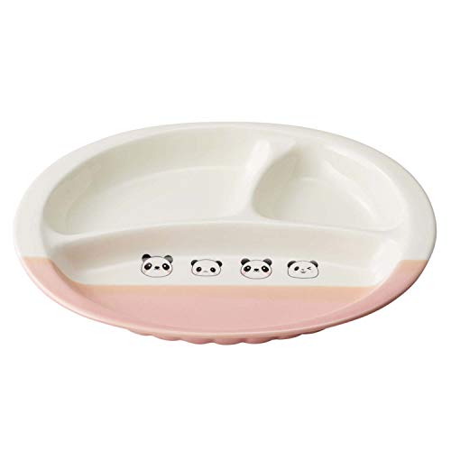 Banko Ware 17496 Children's Tableware, Pottery, Oven Safe, Lunch Plate, Divider Plate, One Plate, Panda Shan, Pink, Diameter 11.2 x 7.9 inches (28.5 x 20 cm), Microwave and Dishwasher Safe, Made in