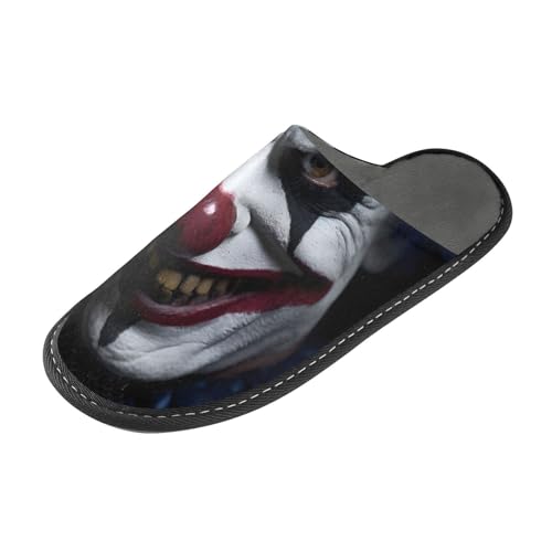 Black Clown Red White Mens Womens Cozy Memory Foam Scuff Slippers Cute Indoor/Outdoor Slippers Size 4-5