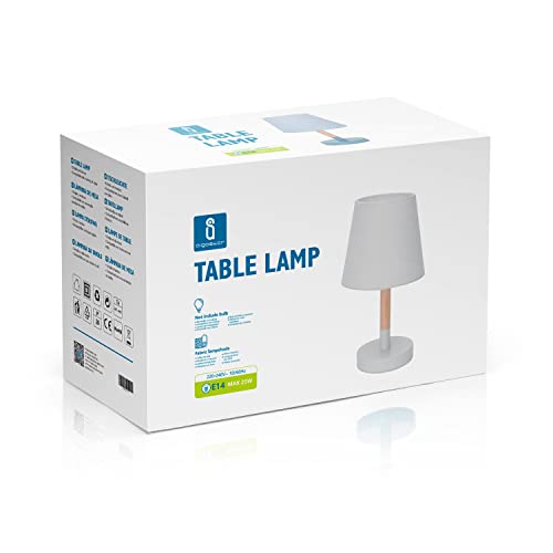 Lampe de Table Bois Moderne Abat-jour Tissu Aigostar