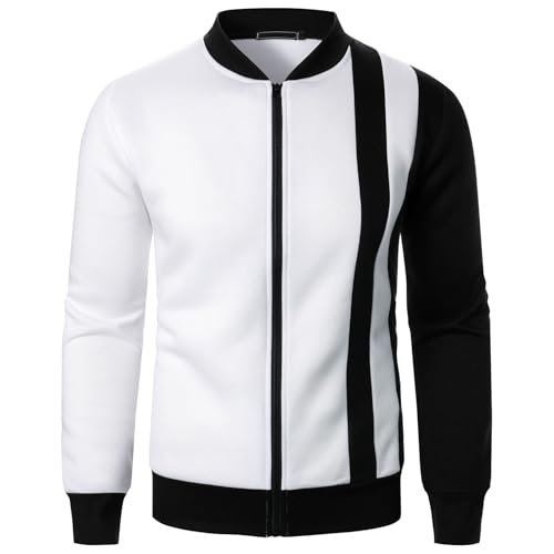 Genérico Chaqueta De Hombre Chaqueta Entretiempo Hombre Nieve Beisbol Softshell Running Impermeable Casual Larga Chaquetas Negra Ropa 2#blanc 3XL
