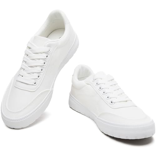 Witwatia White Sneakers for Women Low Top Canvas Shoes White Tennis Shoes Women's Comfortable Fashion Sneakers