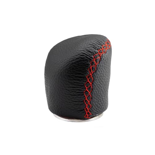 Simoni Racing Pommeau de Vitesse Special - Cuir Noir + Couture Rouge (pour bague de marche arrière)