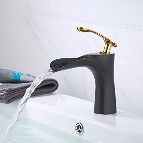 Mitigeur d'eau chaude et froide pour robinet de lavabo en laiton noir