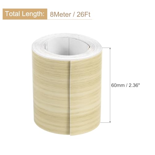 Image of uxcell 1 Roll Wood Grain Tape, 2.36 inch x 26 Ft Realistic Textured Repair Tape Self Adhesive Wood Textured Patch for Floor Wall Door Table Cabinets Desk Furniture Home Decor(Yellow)