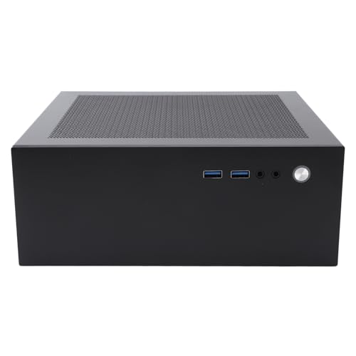 Gabinete compacto para PC, cubierta de malla perforada para disipación térmica eficiente, compatible con placa base Mini-ITX, soporte horizontal para uso doméstico miniatura 2