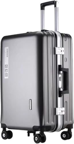 22-inch Aluminum Cabin Luggage with USB Charging Port, Durable Hardside Trolley Suitcase with 360° Spinner Wheels, Ideal Carry-on Luggage for Travel & Business