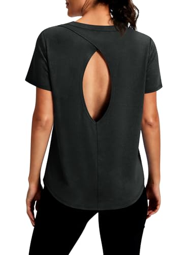 Alaroo Workout Tops for Women Short Sleeve Pilates Shirts Open Back Fitness Clothing Ropa Deportiva...