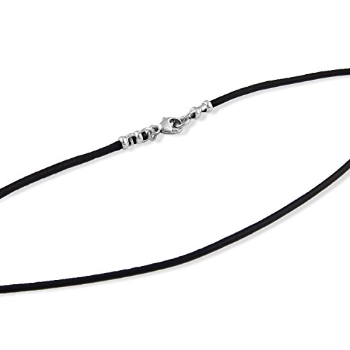 2Mm Black Leather Cord Necklace With Sterling Silver Lobster Clasp 12" - 30" (18) #TOP3