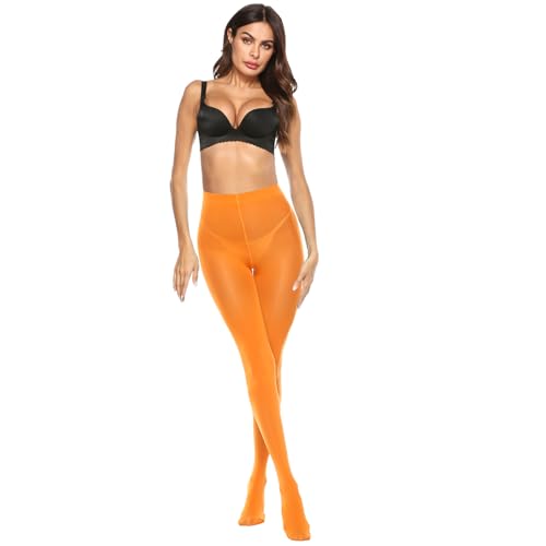 Image of MANZI Women's Solid Color Semi Opaque Footed Tights Soft Stretch Pantyhose