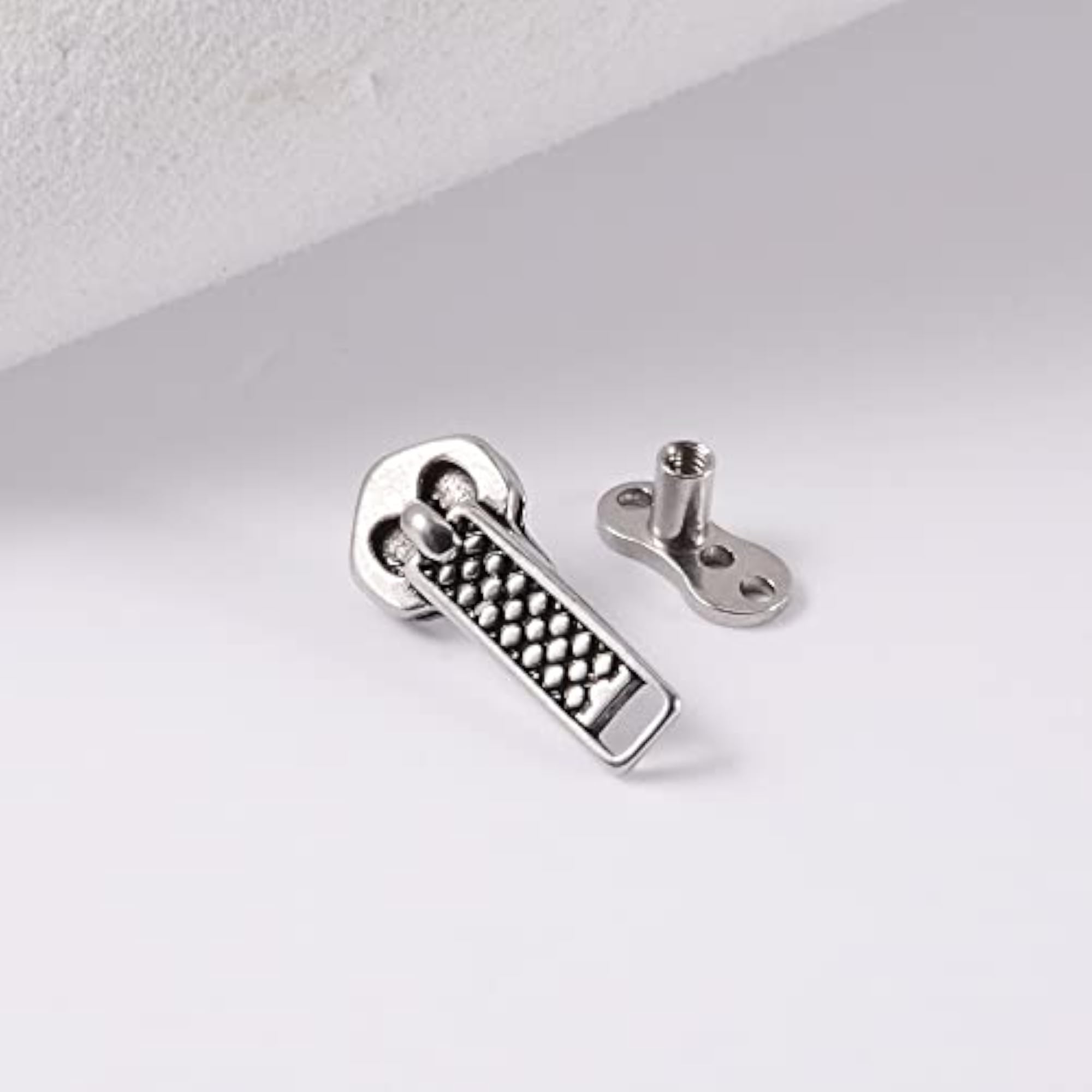 Silver Color 14G Dermal Piercing Tops and Bases, Stainless Steel