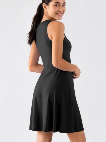 Image of ODODOS Casual Flare Tank Dress for Women Summer Sleeveless Sundress Mini Skater Dress