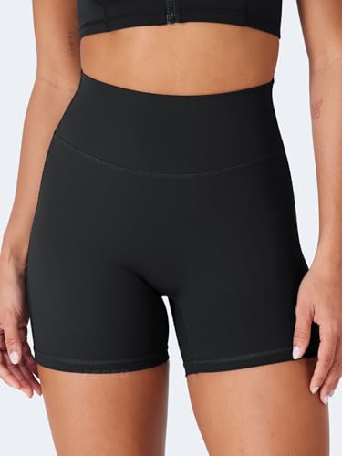 YEOREO CoreFlex Scrunch Workout Shorts with Pockets for Women 4.5" High Waisted Cargo Gym Biker Shorts Tummy Control Yoga2