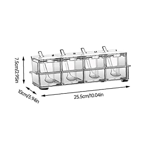 Kruidendoos 4 Cellen Spice Storage Container Dispenser Creature Can Jar Salt Cruet met Covers Lepels Transparante… - Image 8