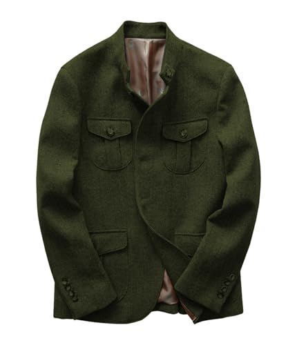 Men's Tweed Blazer Suit Jacket Herringbone Winter Vintage Slim Fit Suit Prom