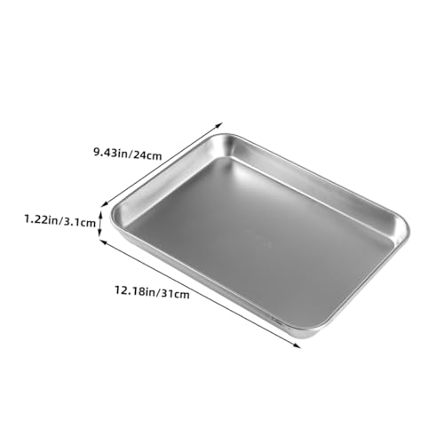 Cabilock 2-Piece Stainless Steel Instrument Trays Medical Flat Trays Laboratory Equipment Safe Long-Lasting