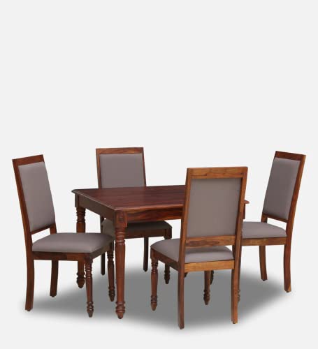 Image of Krishna Wood Decor Wood Dining Table 4 Seater with Chair | 4 Seater Dining Table Set Wooden | Dining Room Set Furniture | Dining Table Set | Honey Finish
