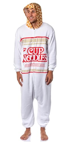 Bioworld Nissin Top Ramen Cup Noodles Costume Pajama One Piece Union Suit (XX-Large/XXX-Large) White
