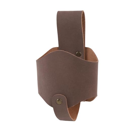SPYMINNPOO Porte-Courbe de Bière en Cuir, Bières Étui pour Hommes Buffer Brink Beverage Taie Pouche pour Barbecue Extérieur Camping (Marron foncé)
