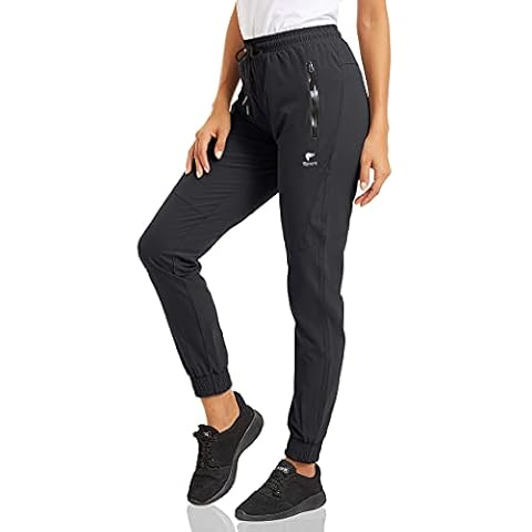 MAGCOMSEN Stretch Trousers Women Straight Leg Trousers Outdoor Running Sports Womens Trousers with Zip Pockets Quick Drying Elasticated Waist Gym Clothes Comfy Trousers for Women Grey Cover
