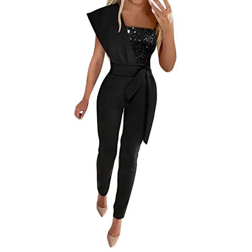 Combinaison femme fleurie en jean léger d'été chic et fluide avec poches
